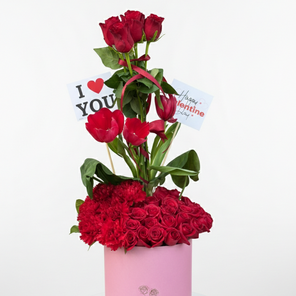 Blushing Love Luxury Vertical Rose & Tulip Tower