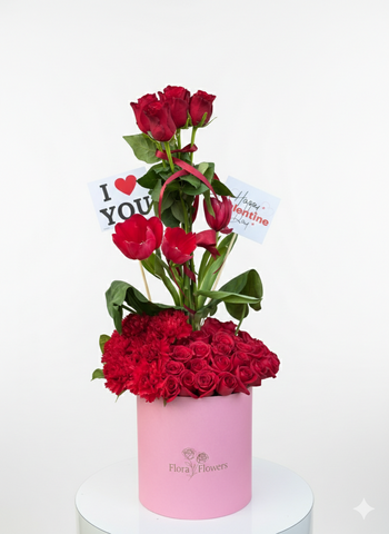 Blushing Love Luxury Vertical Rose & Tulip Tower