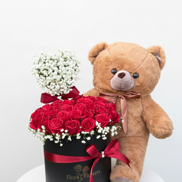 Forever Hug Ultimate Rose Box & Plush Teddy Gift Set