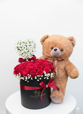 Forever Hug Ultimate Rose Box & Plush Teddy Gift Set