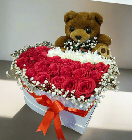 Precious Valentino Rose Heart & Teddy Gift Set