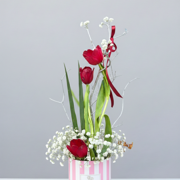 Scarlet Grace Minimalist Tulip Tower & Silver Branches
