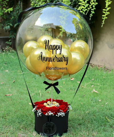 Golden Anniversary Hot Air Balloon Floral Box