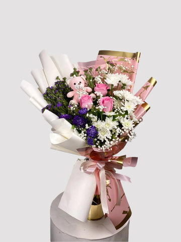 Blush for Mom Premium Rose & Cute Plush Keepsake Bouquet